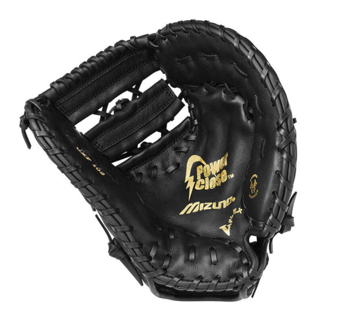 A photo of the Mizuno Gxf102 Prospect 12.5" Youth First Base Baseball Glove. Palm of the RHT glove in colour black.
