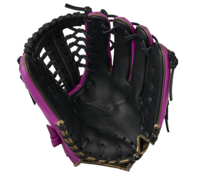 A photo of the Mizuno MVP Prime 12.5" Fielders Fastpitch Glove. Palm of RHT glove in colour purple.