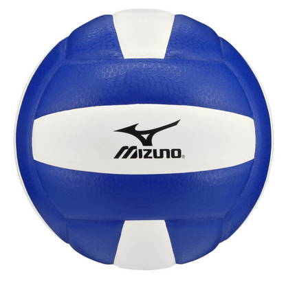 A photo of the Mizuno MZ5 Volleyball in colour blue and white.