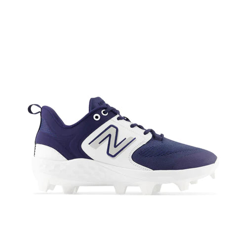 A photo of the New Balance Fresh Foam 3000 V6 Men's Molded Baseball Cleats in navy blue side view.