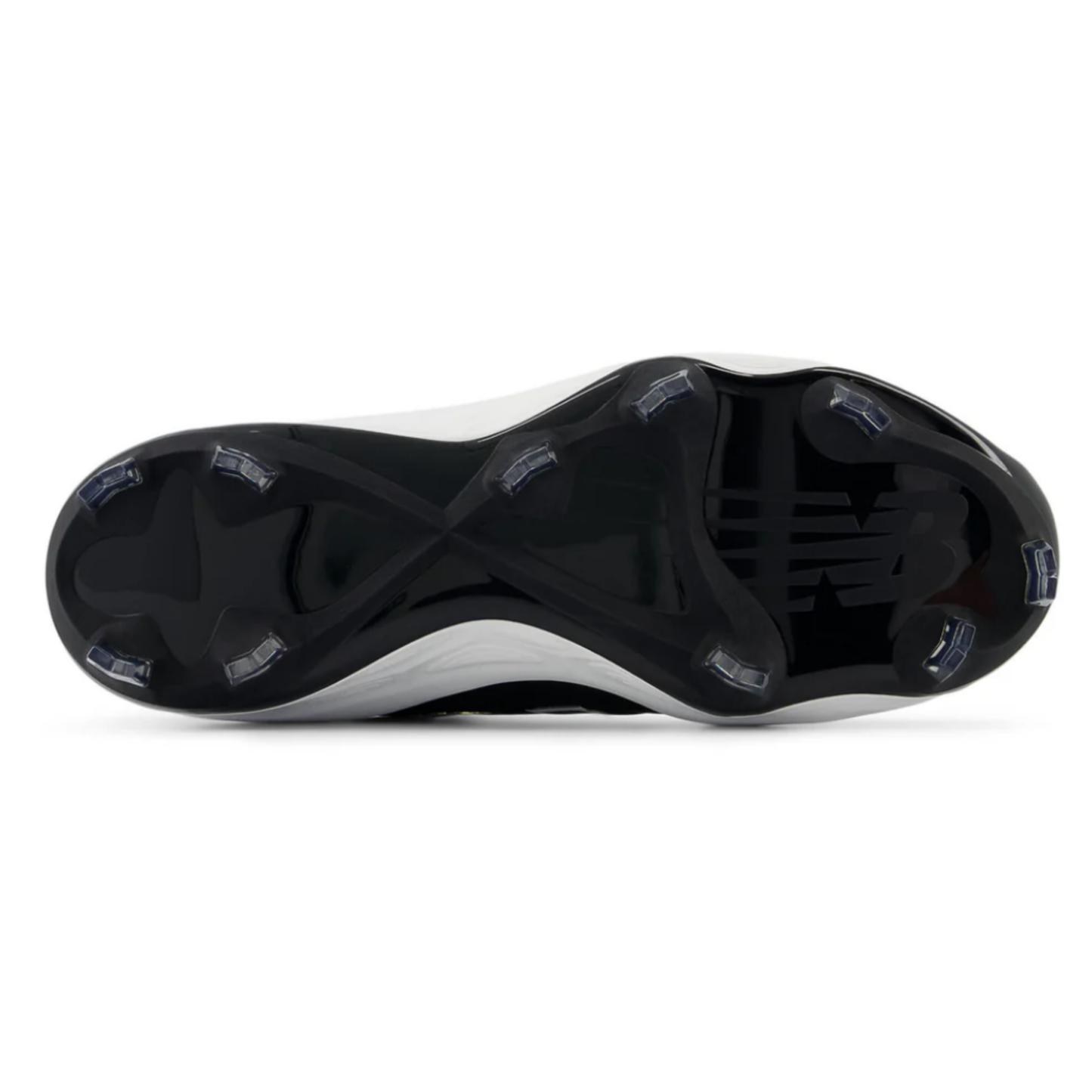 A photo of the New Balance Fresh Foam Velo V4 Women's Molded Baseball Cleats in colour black and white.