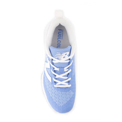 A photo of the New Balance FuelCell 4040 v8 Turf-Trainer Baseball Cleats in colour carolina blue and white.
