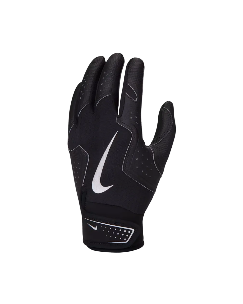 A photo of the Nike Alpha 2.0 Kids' Baseball Batting Glove in colour black.