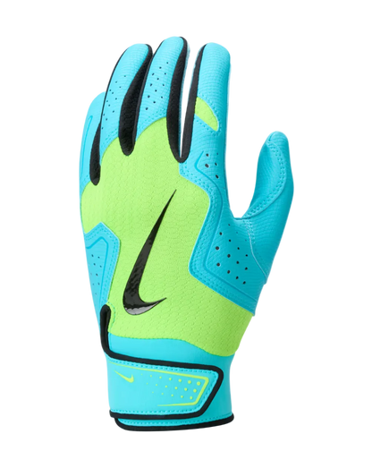 A photo of the Nike Alpha 2.0 Kids' Baseball Batting Glove in colour blue and green.