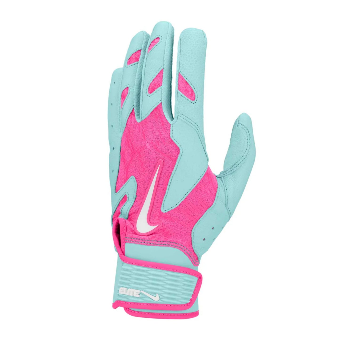 A photo of the Nike Alpha Elite 2.0 Batting Gloves in colour blue and pink