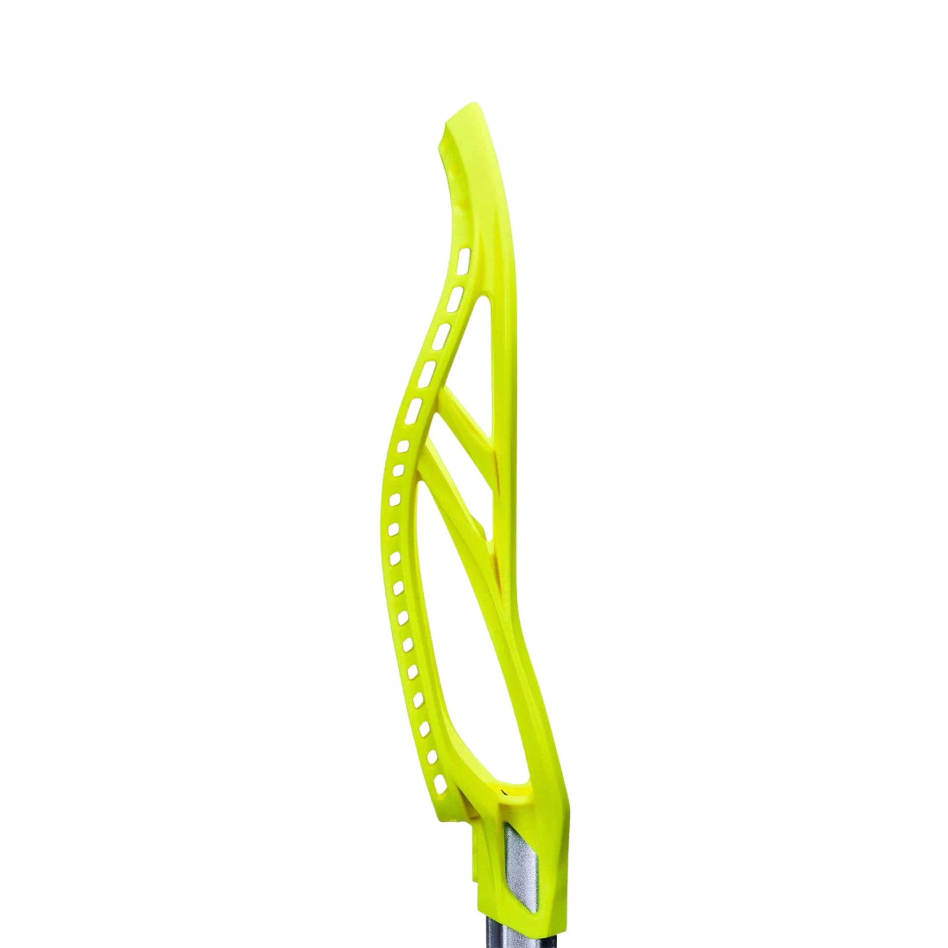 A photo of the Nike L4 Unstrung Lacrosse Head in colour electric yellow.