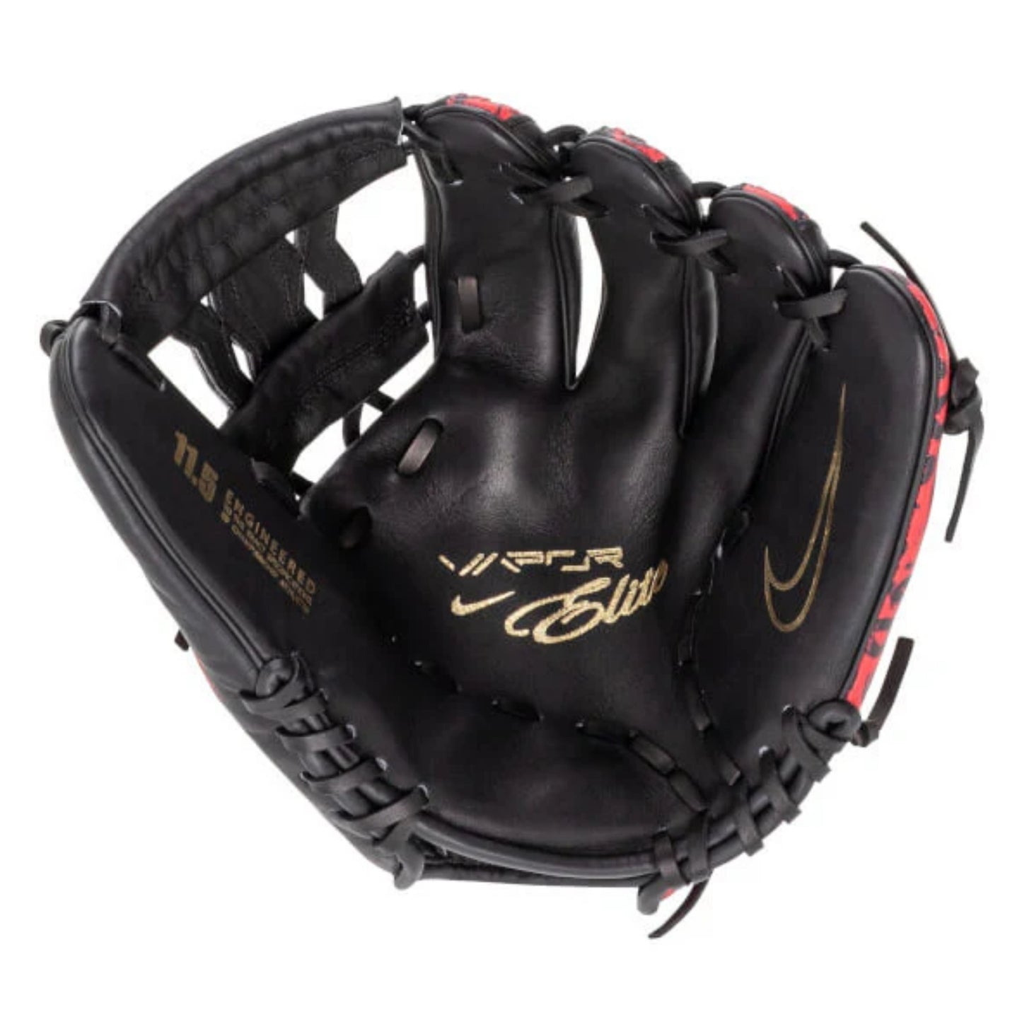 A photo of the Nike Vapor Elite 11.5" Baseball Glove in colour black and red.