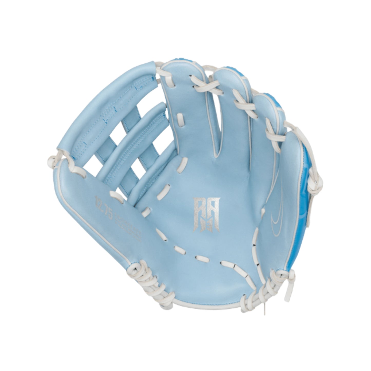 A photo of the Nike Vapor Elite Acuna H-web 12.75" Adult Baseball Gloves in colour blue and white.