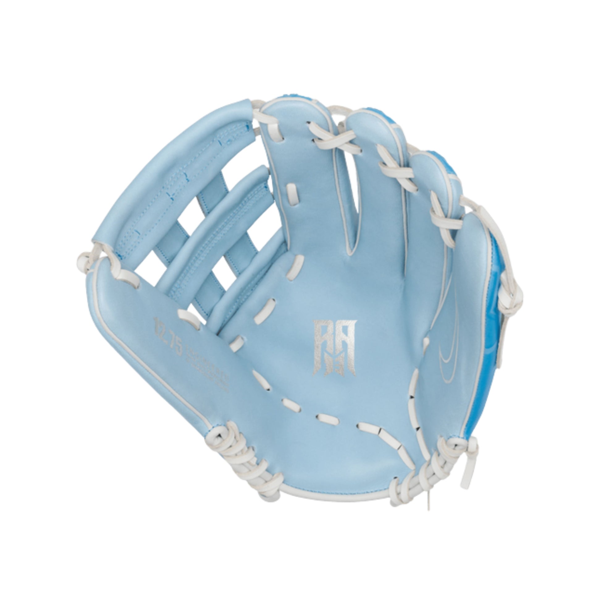 A photo of the Nike Vapor Elite Acuna H-web 12.75" Adult Baseball Gloves in colour blue and white.
