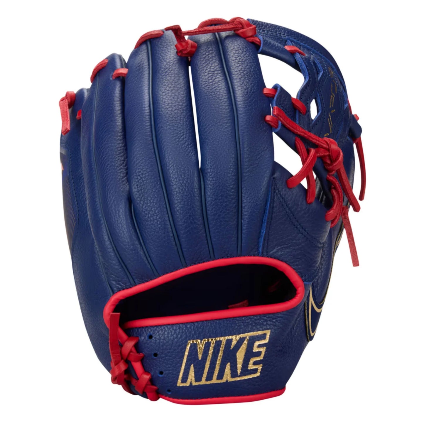 A photo of the Nike Vapor FM Baseball Glove in colour blue and red.
