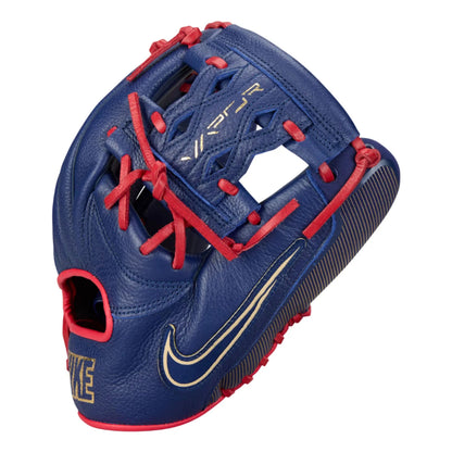 A photo of the Nike Vapor FM Baseball Glove in colour blue and red.