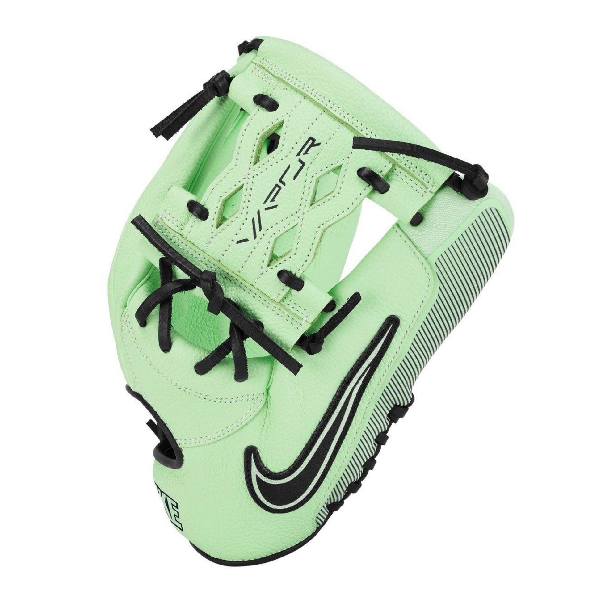 A photo of the Nike Vapor FM Baseball Glove in colour green and black.