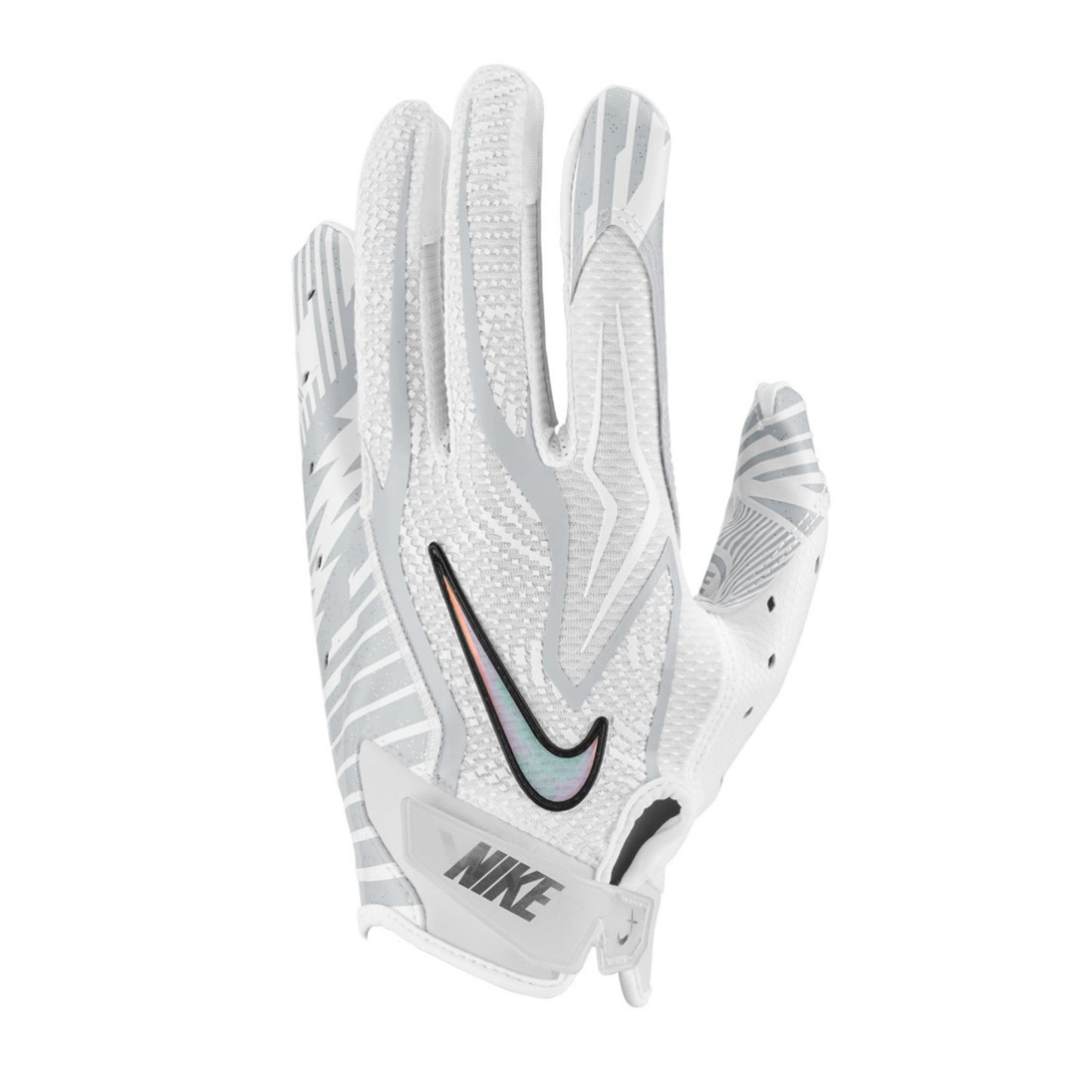 A photo of the Nike Vapor Jet 9.0 Energy Series Football Gloves in colour white and platinum.