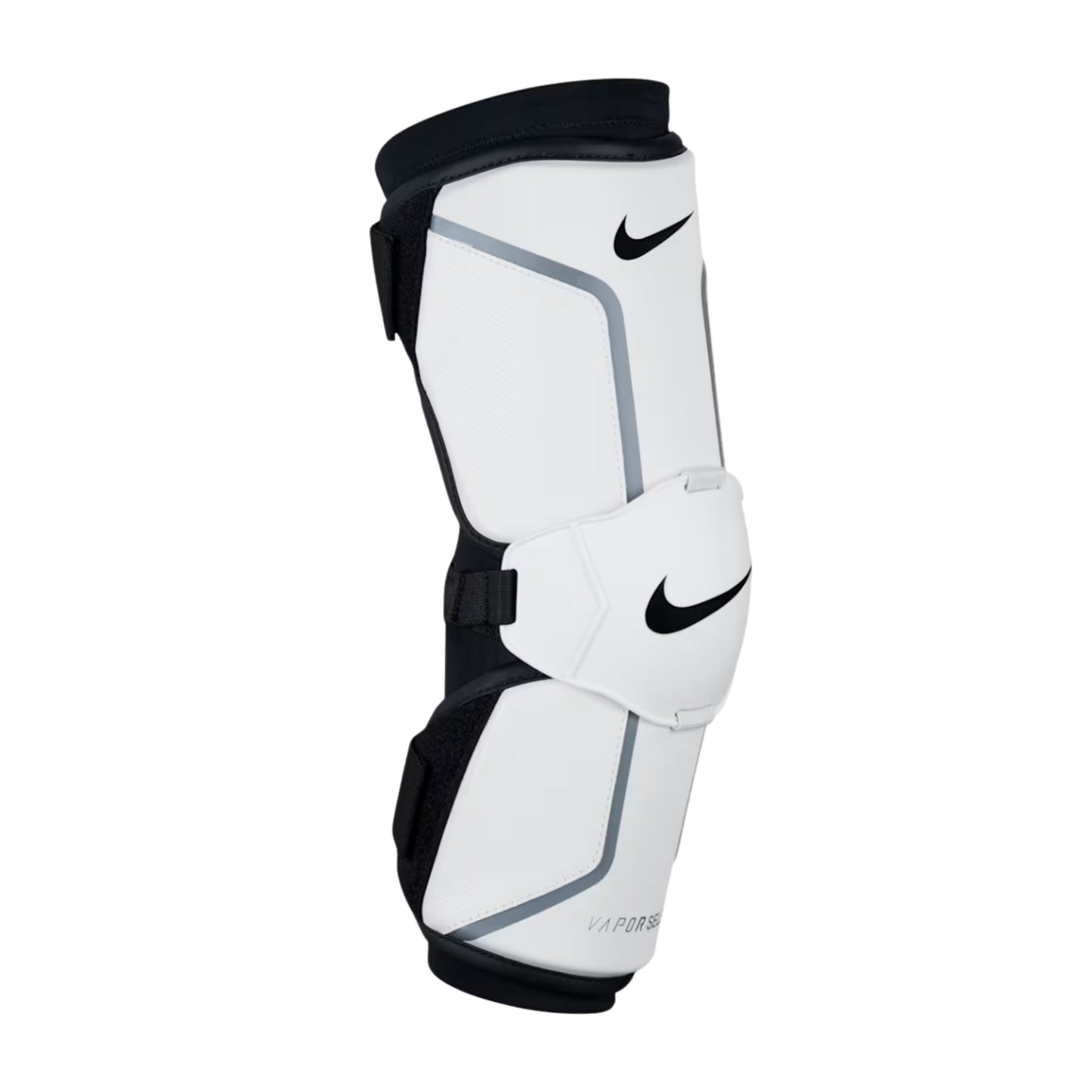 A photo of the Nike Vapor Select 2.0 Men's Lacrosse Arm Guards in colour white and black.