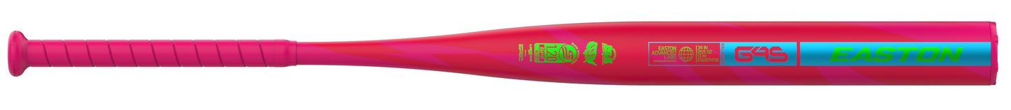 A photo of the Easton Tantrum Balanced 13" 1-Piece Slo-Pitch Softball Bat (2026) in colour red with green and blue text.