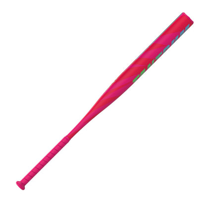 A photo of the Easton Tantrum Balanced 13" 1-Piece Slo-Pitch Softball Bat (2026) in colour red with green and blue text.