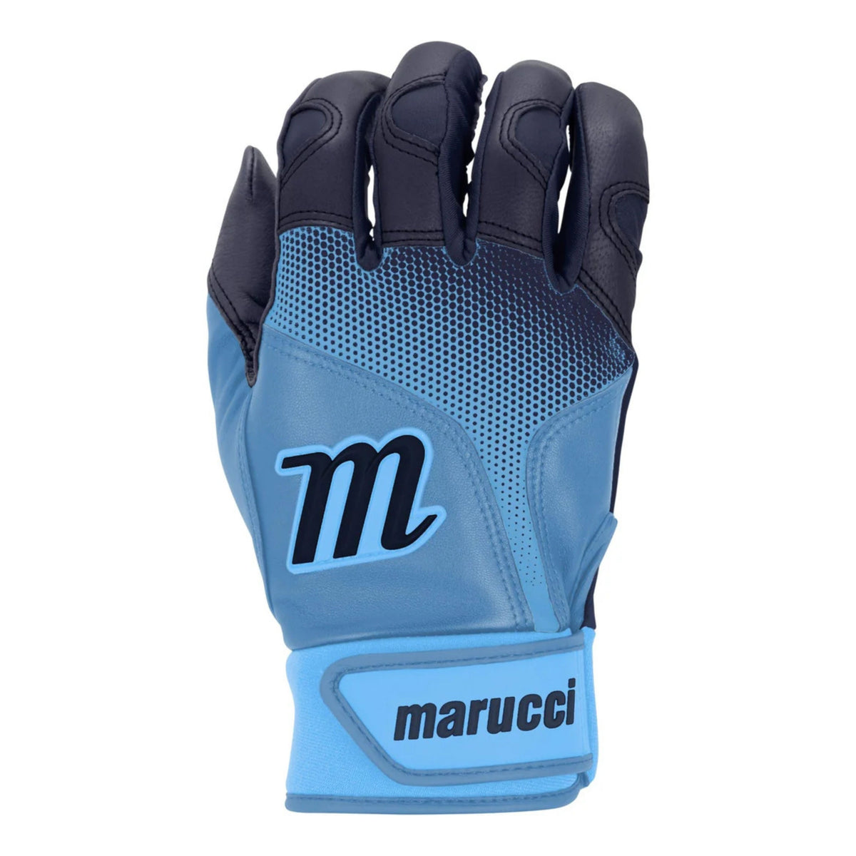 A photo of the Marucci PWR Fade Baseball Batting Gloves in colour navy and blue.