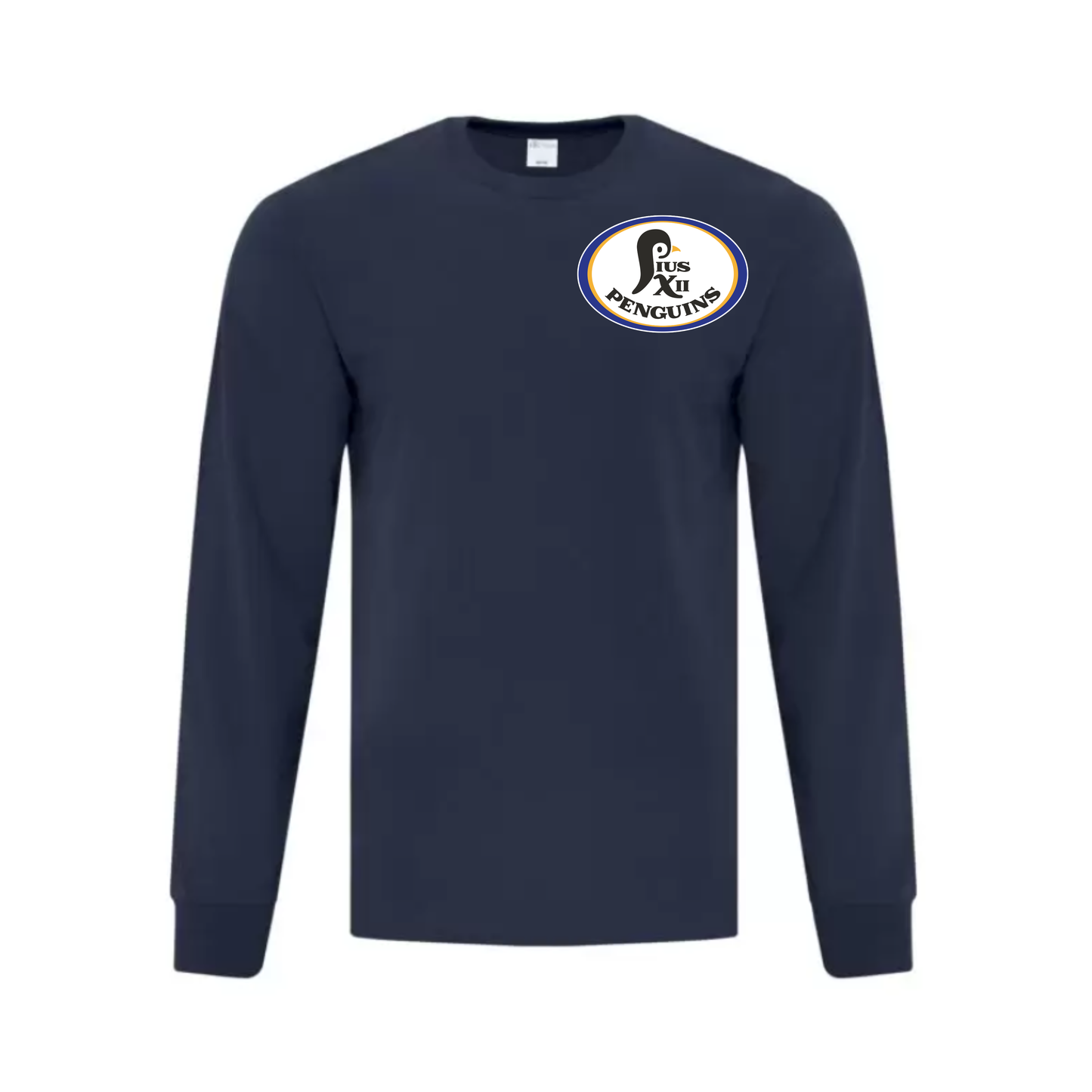 A photo of the Pius XII Catholic Elementary School Penguins in colour black.