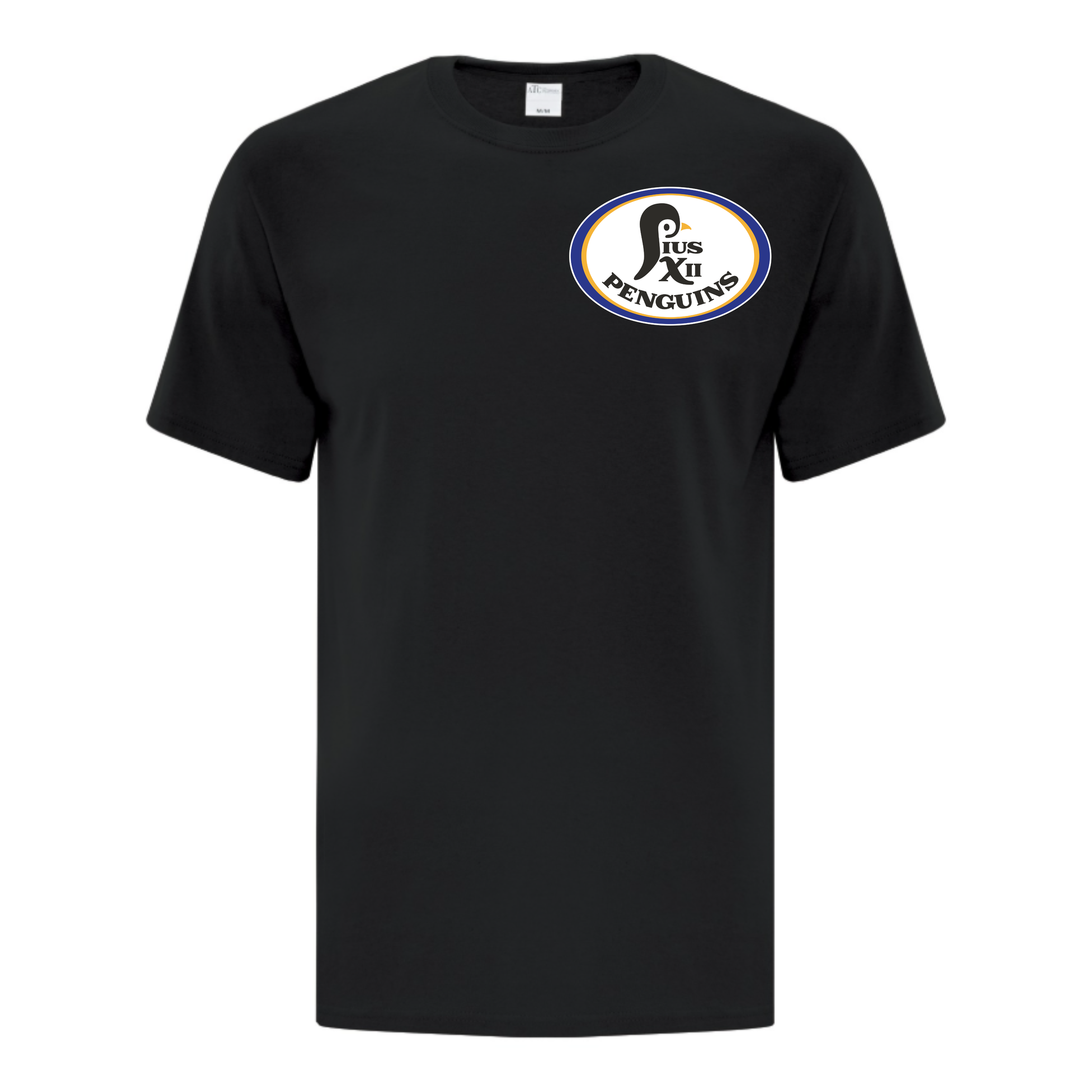 A photo of the Pius XII Catholic Elementary School Penguins in colour black.