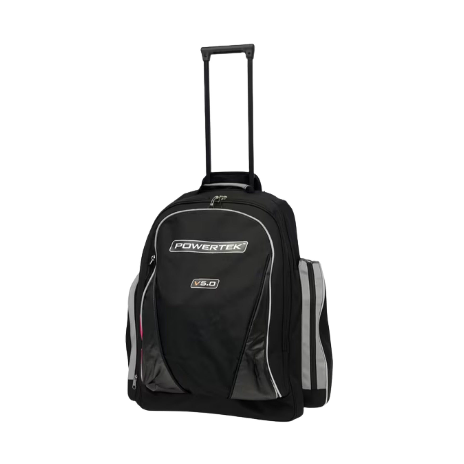 A photo of the Powertek V5.0 Rolling Backpack Bag in colour black and grey.