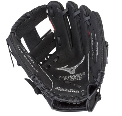 A photo of the Prospect Series PowerClose™ Baseball Glove 10". Palm of the RHT glove in colours black and red.