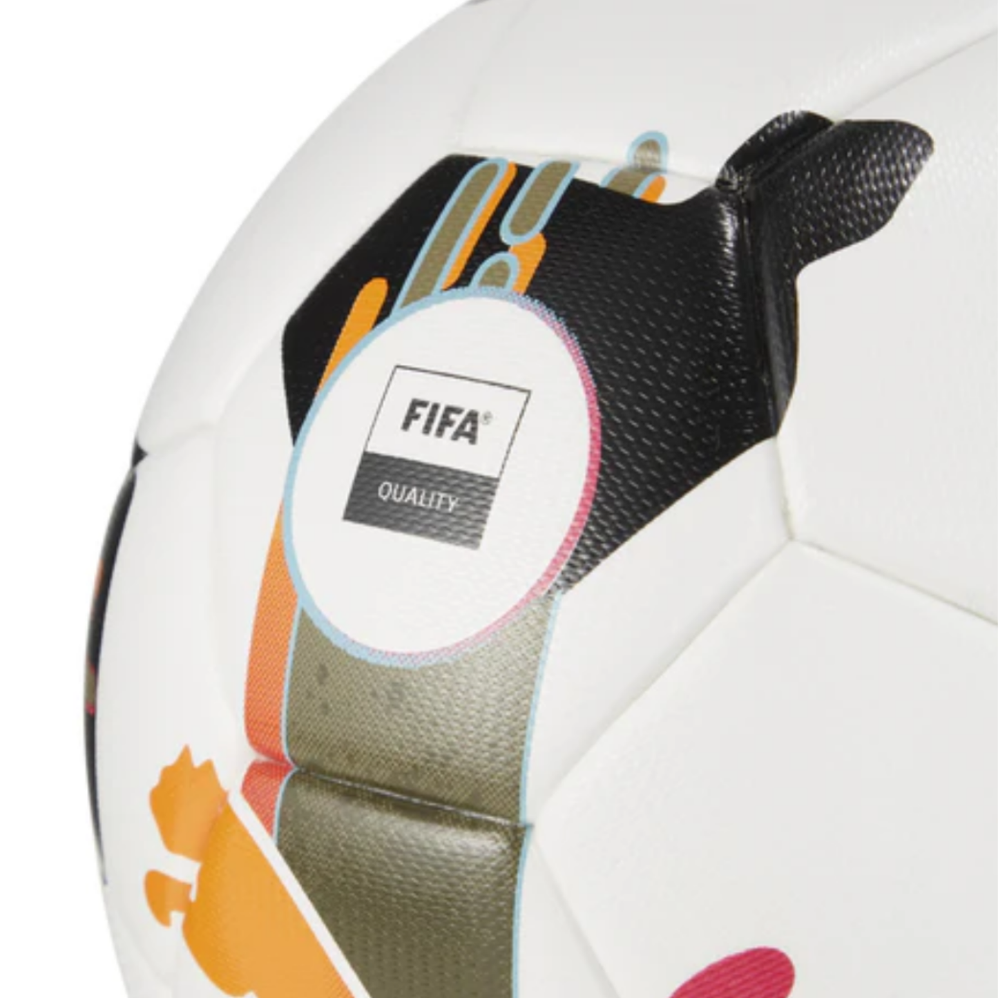 A photo of the Puma Orbita 3 TB Soccer Ball (Fifa Quality) in multicolour white, black and red.