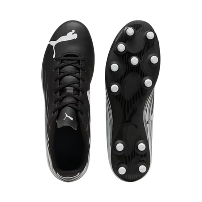 A photo of the Puma Attacanto FG/AG Men's Soccer Cleats in colour black and silver.