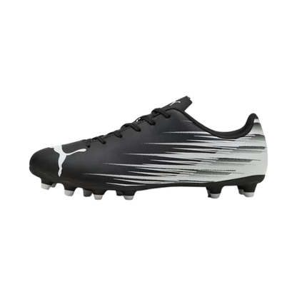 A photo of the Puma Attacanto FG/AG Men's Soccer Cleats in colour black and silver.