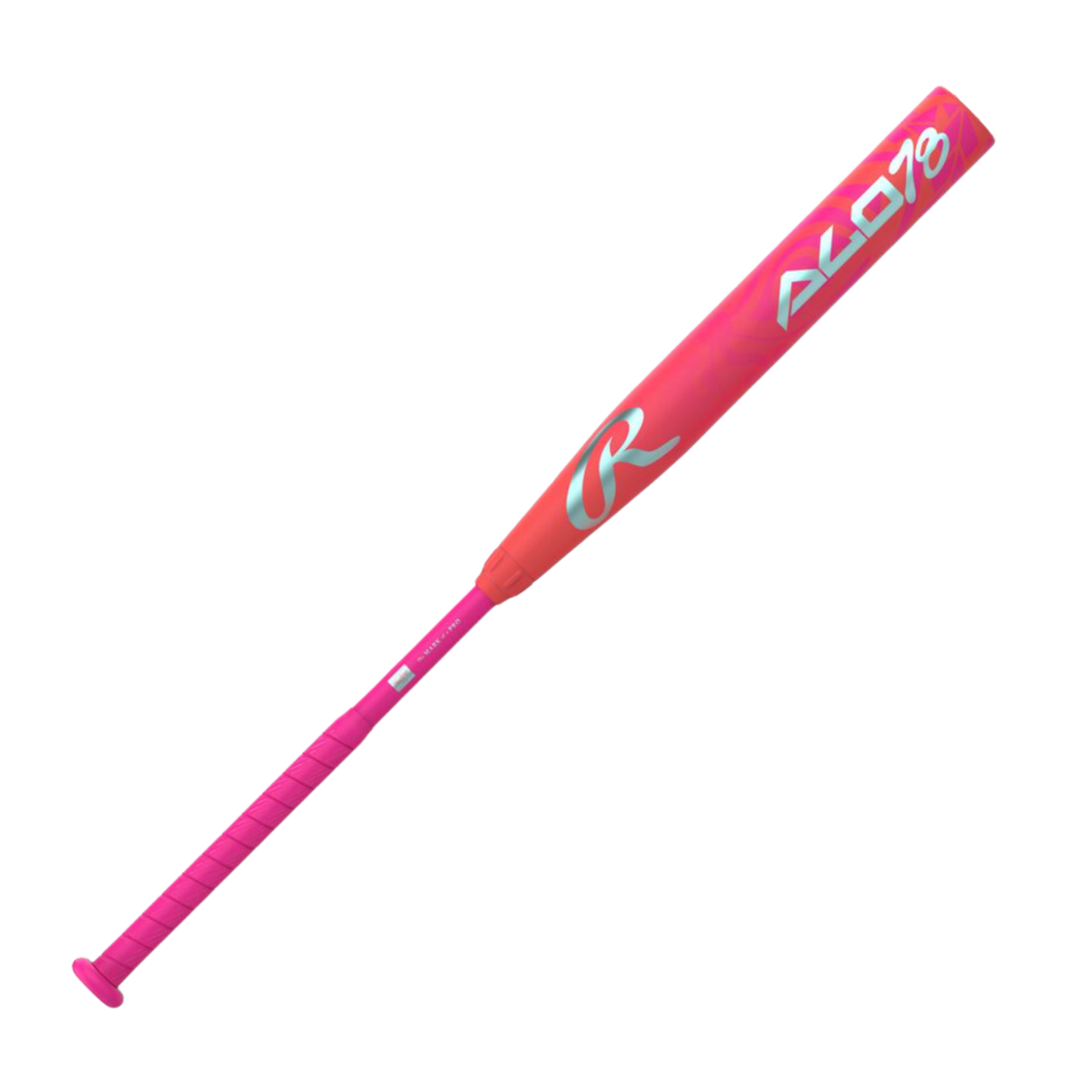 Pink ALO78 baseball bat with a R logo on a white background
