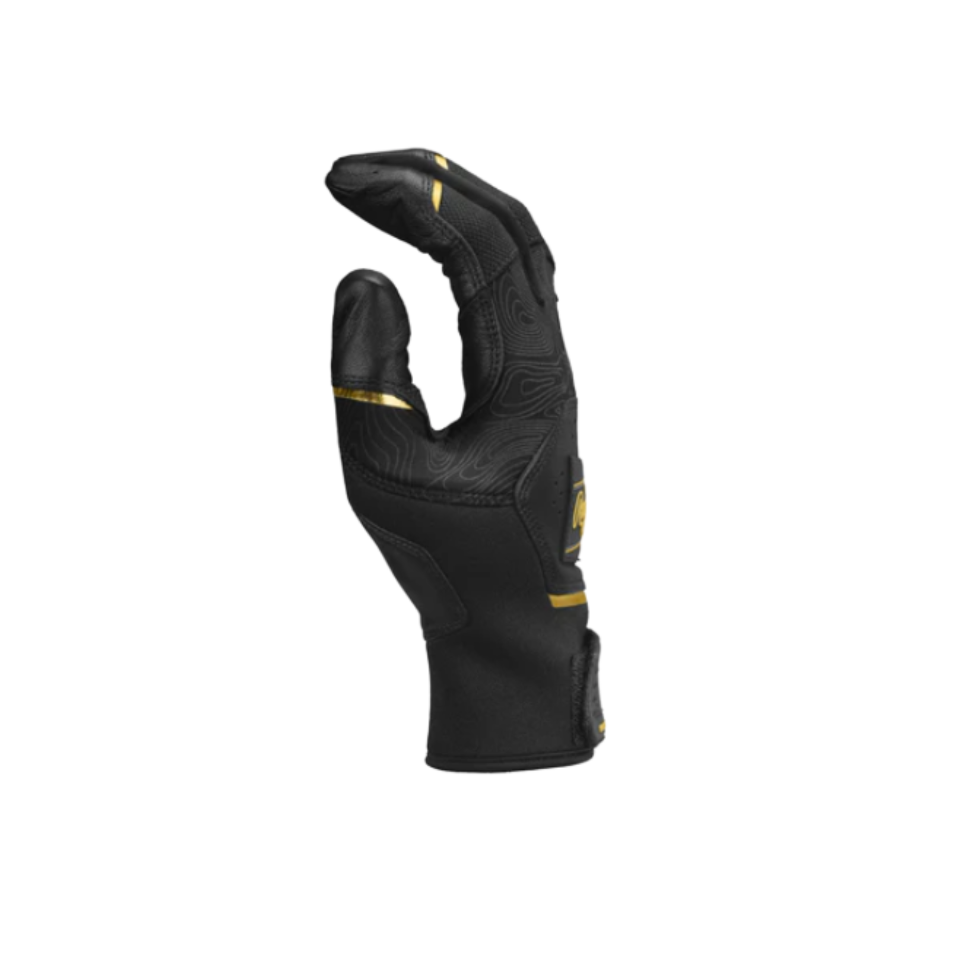 A photo of the Rawlings Adult Workhorse Batting Glove in colour black and gold.