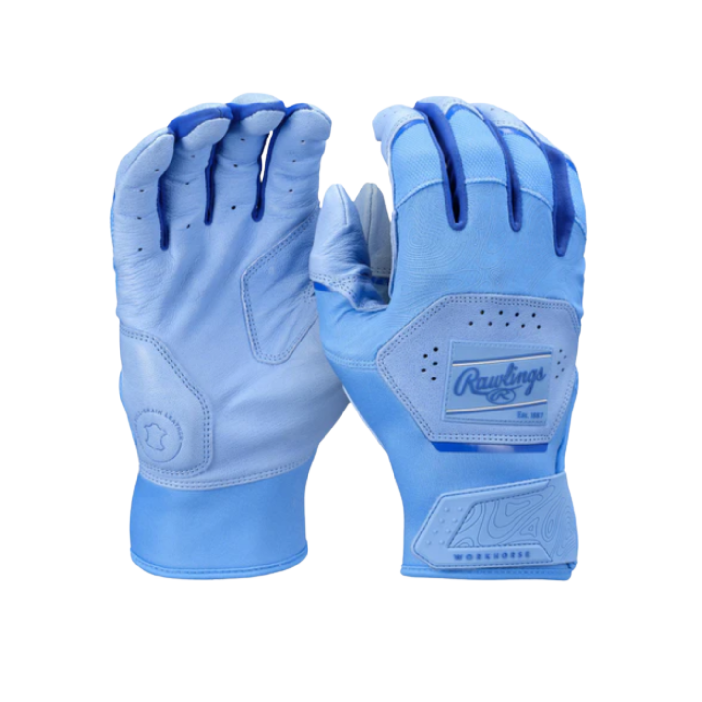 A photo of the Rawlings Adult Workhorse Batting Glove in colour columbia blue.