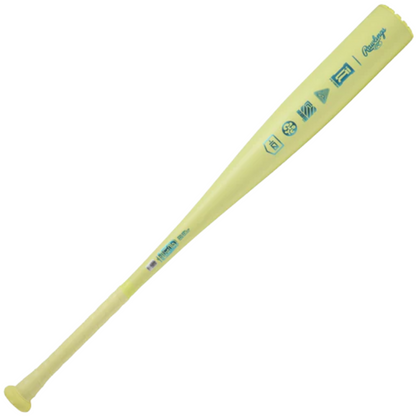 A photo of the Rawlings Clout AI -10 BBCOR Baseball Bat (2026) in colour yellow and blue.
