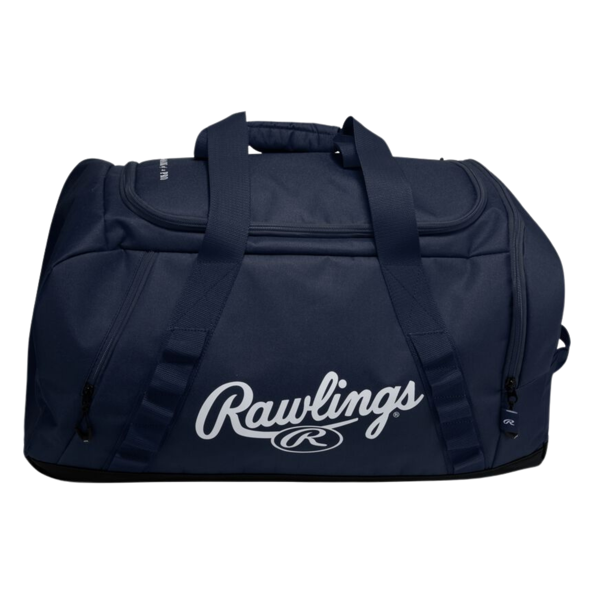 A photo of the Rawlings Covert 2 Duffle Bag in colour navy, with white Rawlings logo.