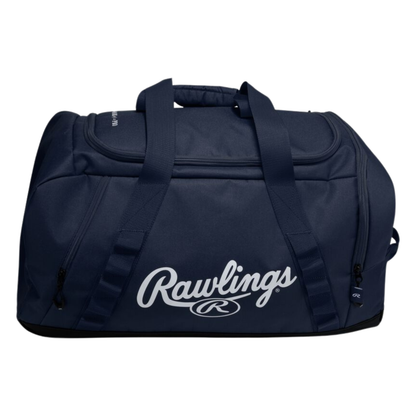 A photo of the Rawlings Covert 2 Duffle Bag in colour navy, with white Rawlings logo.