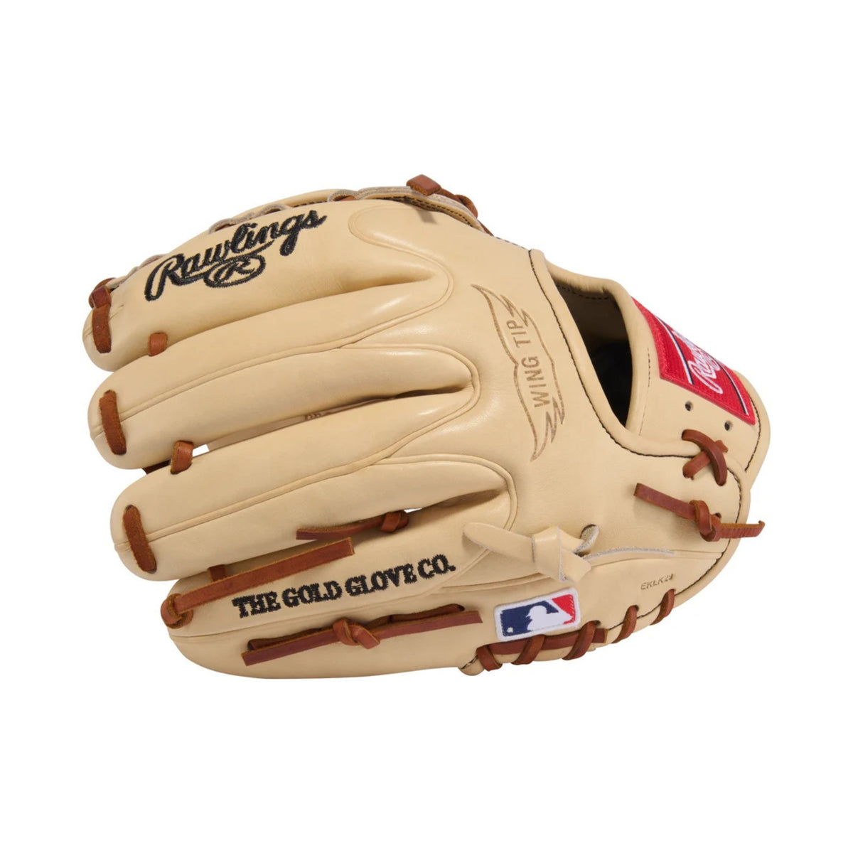 A photo of the Rawlings Heart of the Hide 11.75" Infield Baseball Glove in colour tan with brown lace and a black Rawlings logo.