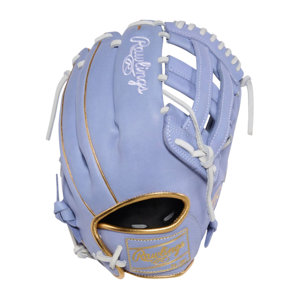 A photo of the Rawlings Heart of the Hide Softball 12" Utility Glove in colour violet.