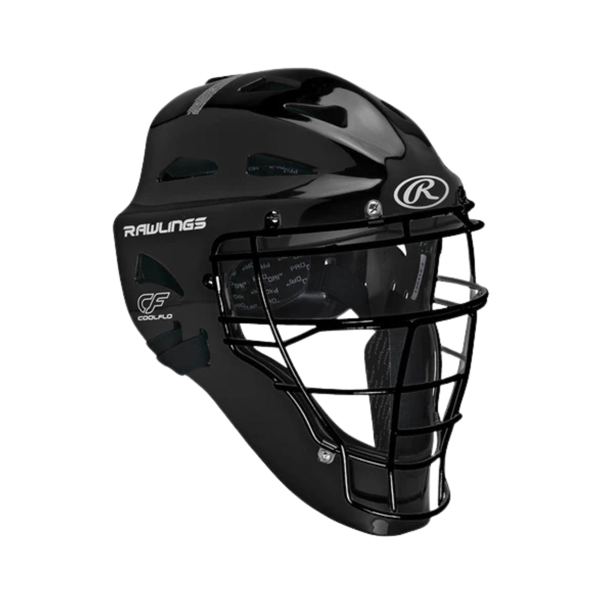 A photo of the Rawlings Player's Youth Catcher's Helmet in colour black.