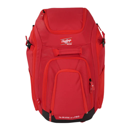A photo of the Rawlings Legion 2 Baseball Equipment Backpack in colour red.