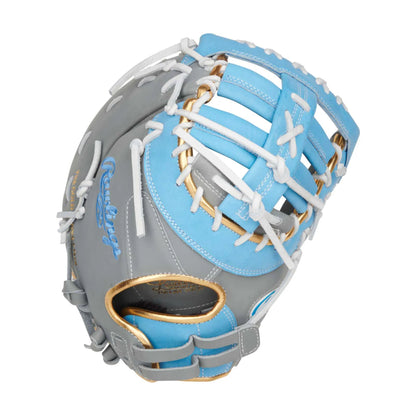 A photo of the Rawlings Liberty Advanced 13" Softball First Base Mitt in colour grey and blue. 