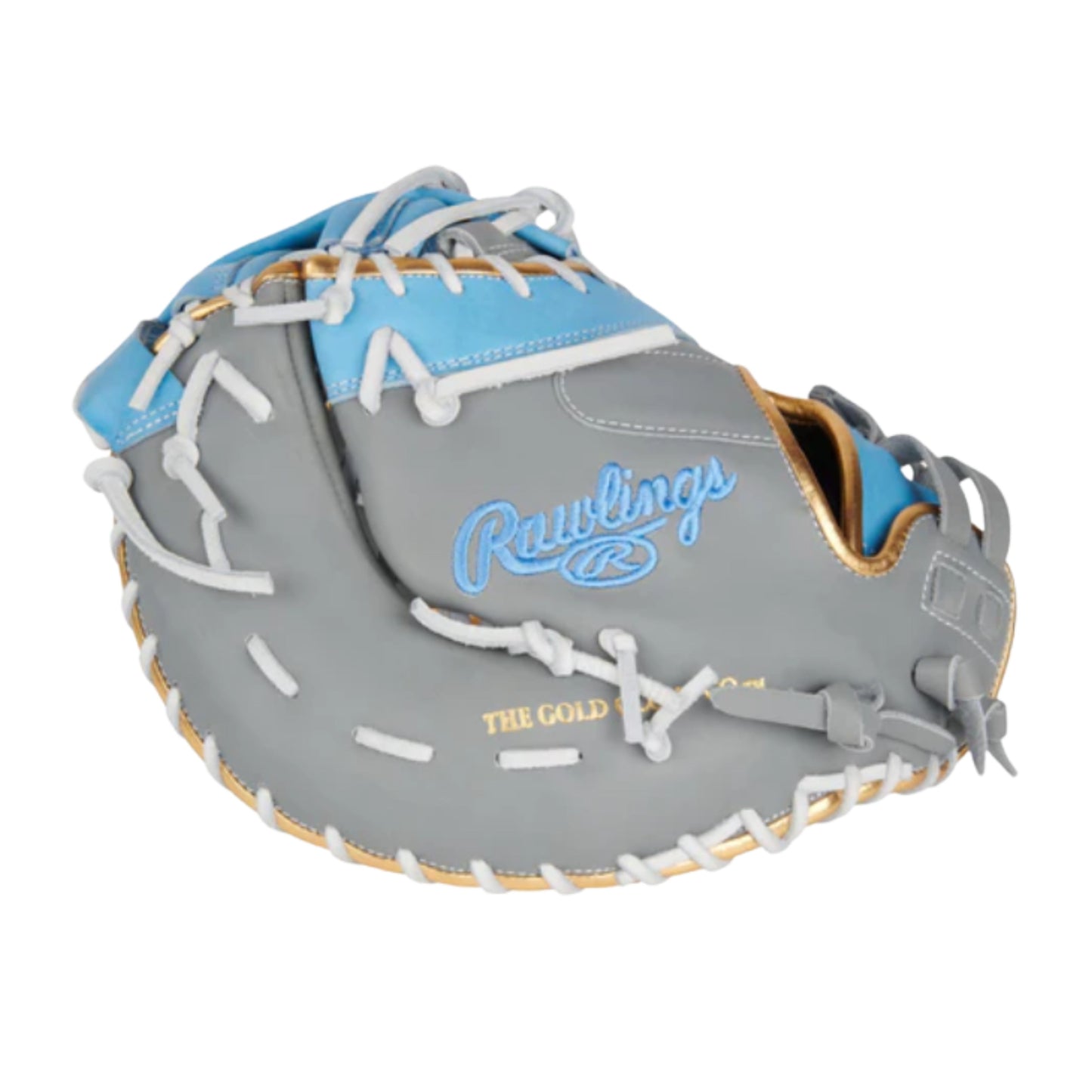 A photo of the Rawlings Liberty Advanced 13" Softball First Base Mitt in colour grey and blue. 