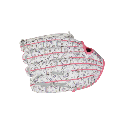 A photo of the Rawlings Players 10 Youth Baseball Glove in colour white and pink.