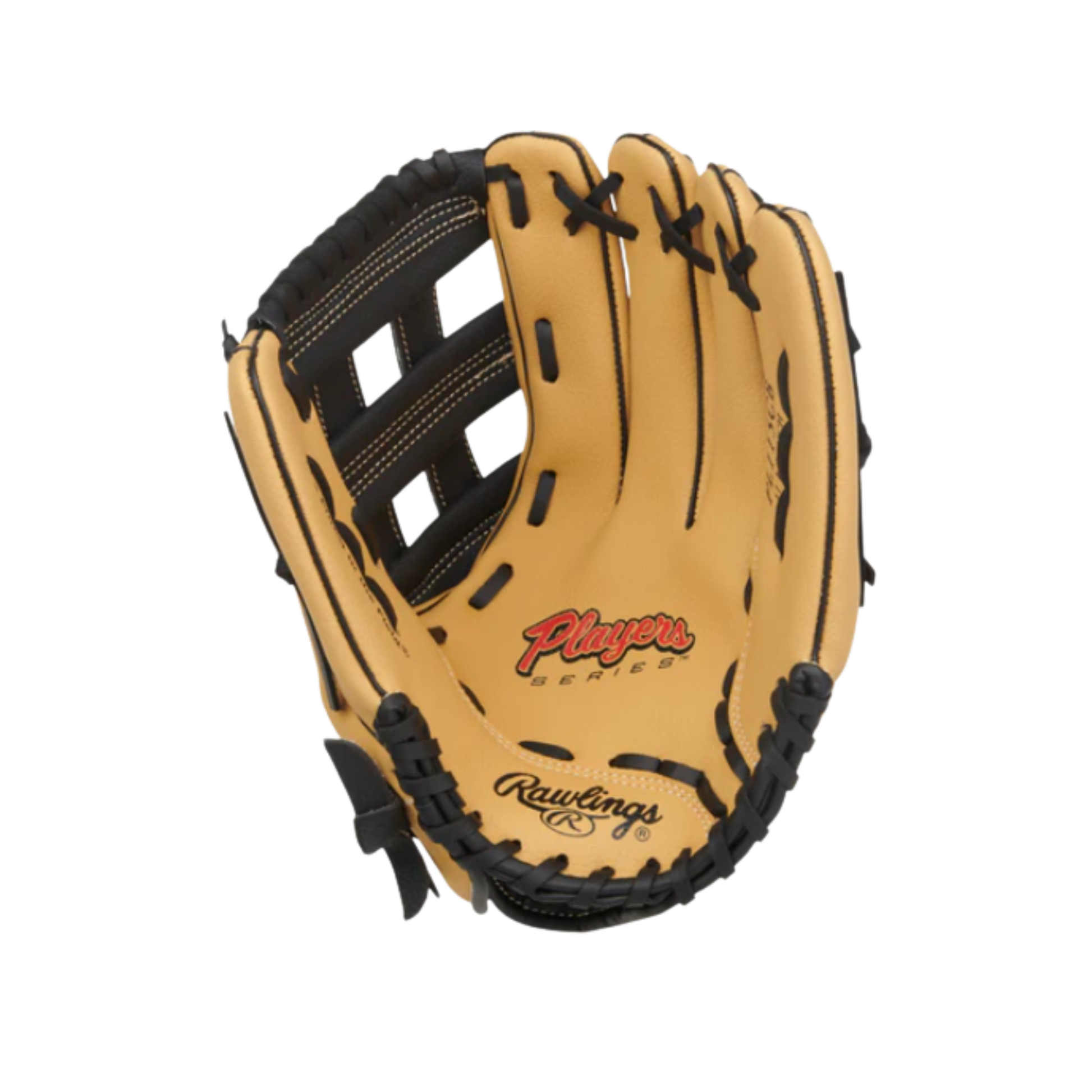 A photo of the Rawlings Players Series 11.5" Youth Baseball Glove (2026) in colour tan and black.