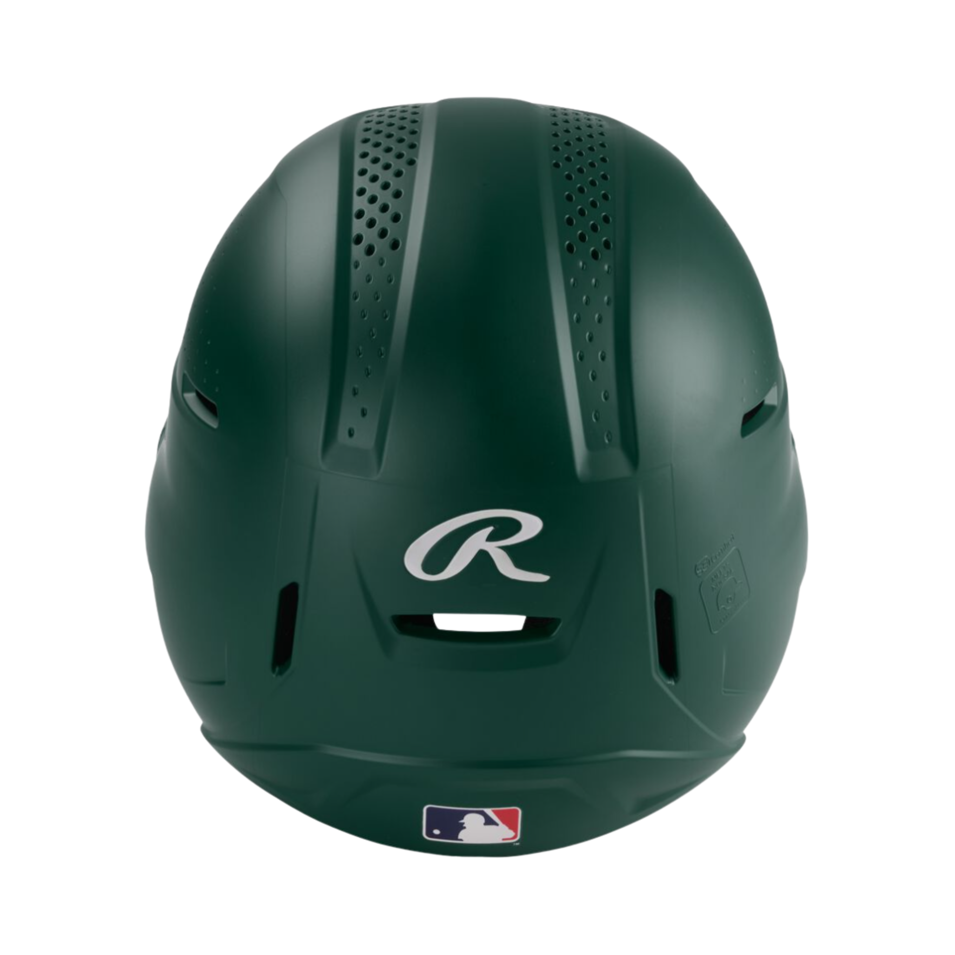 A photo of the Rawlings RX2 Junior Batting Helmet in colour matte dark green.
