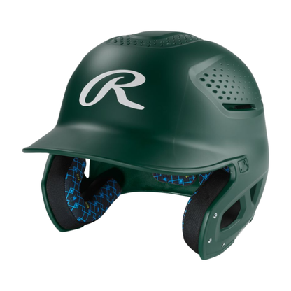 A photo of the Rawlings RX2 Junior Batting Helmet in colour matte dark green.