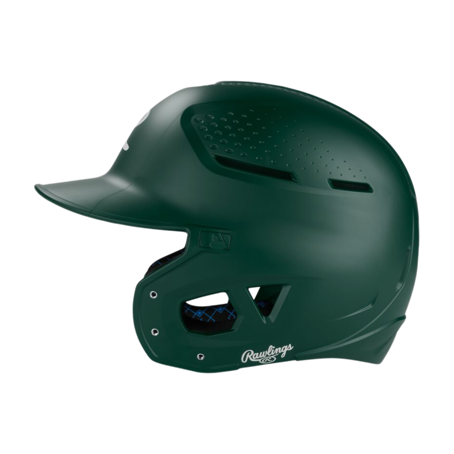 A photo of the Rawlings RX2 Junior Batting Helmet in colour matte dark green.