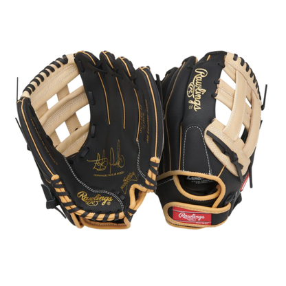 A photo of the Rawlings Select Pro Lite 11-Inch Fernando Tatis Jr. Glove in colour black and tan.