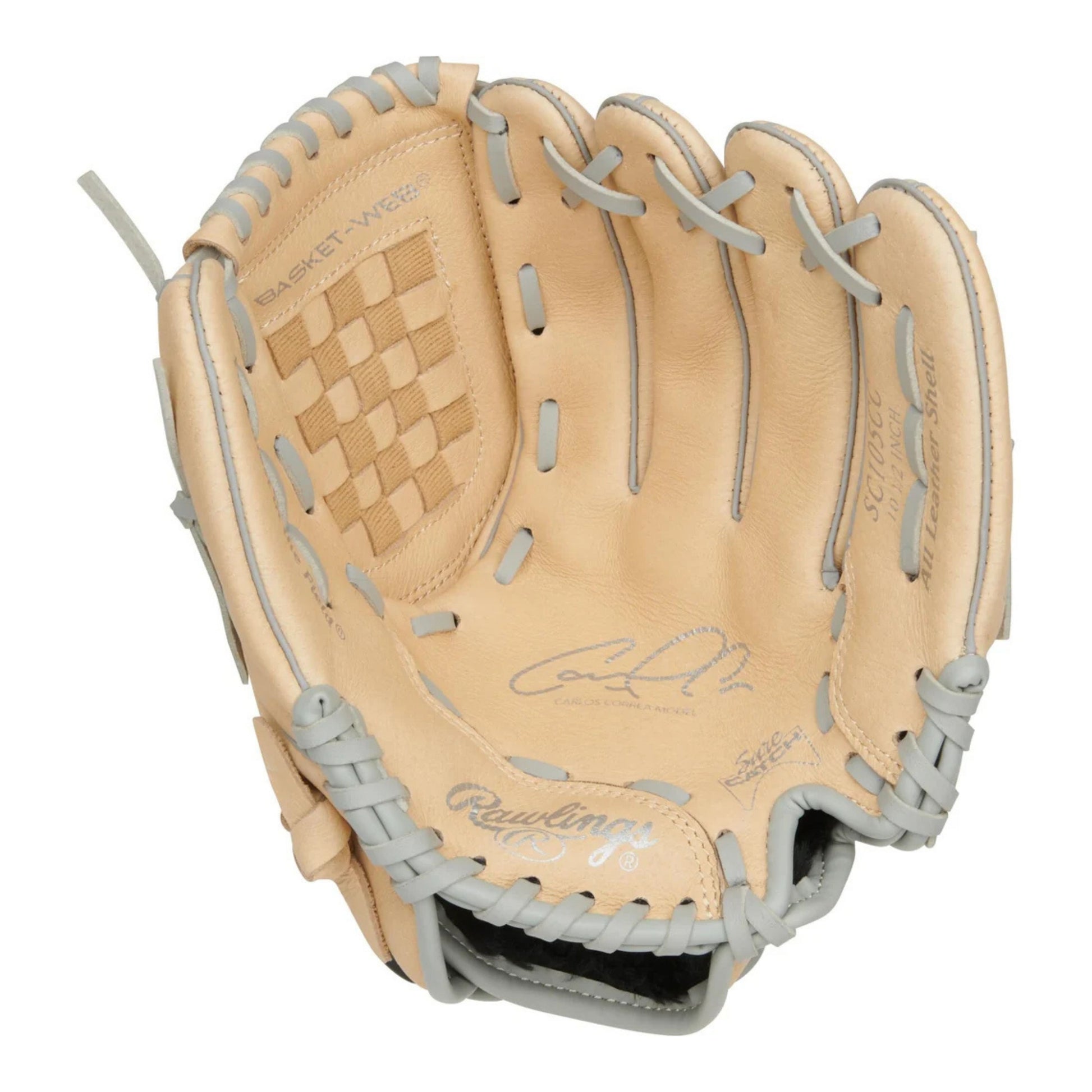 A photo of the Rawlings Sure Catch 10.5" Youth Baseball Glove in colour beige. 
