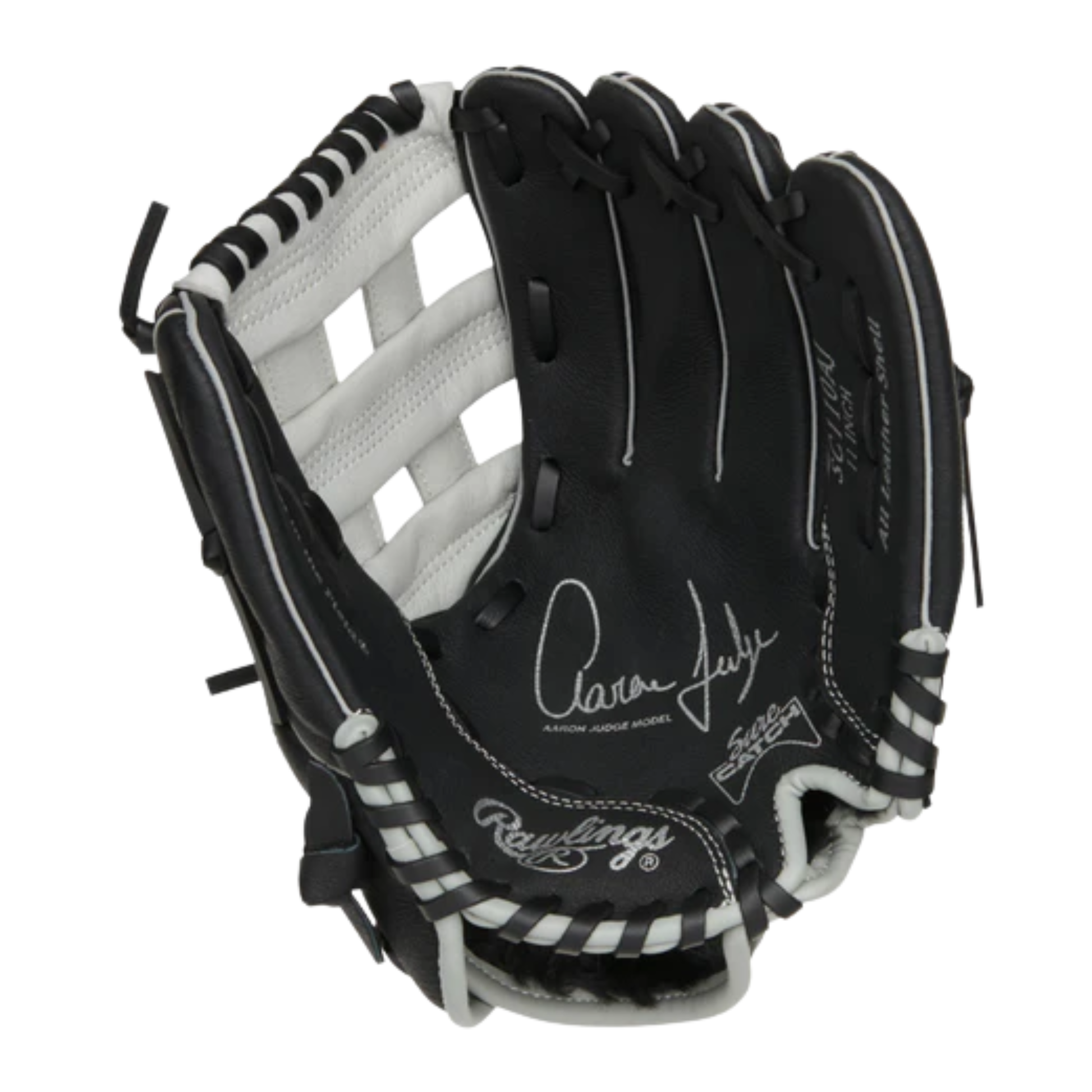 A photo of the Rawlings Sure Catch 11" Youth Baseball Glove in colour black and grey.