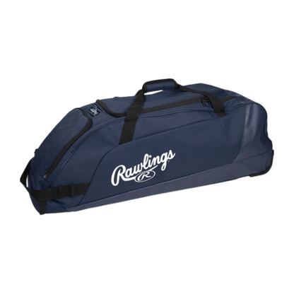 A photo of the Rawlings Workhorse Wheeled Baseball Bag in colour navy
