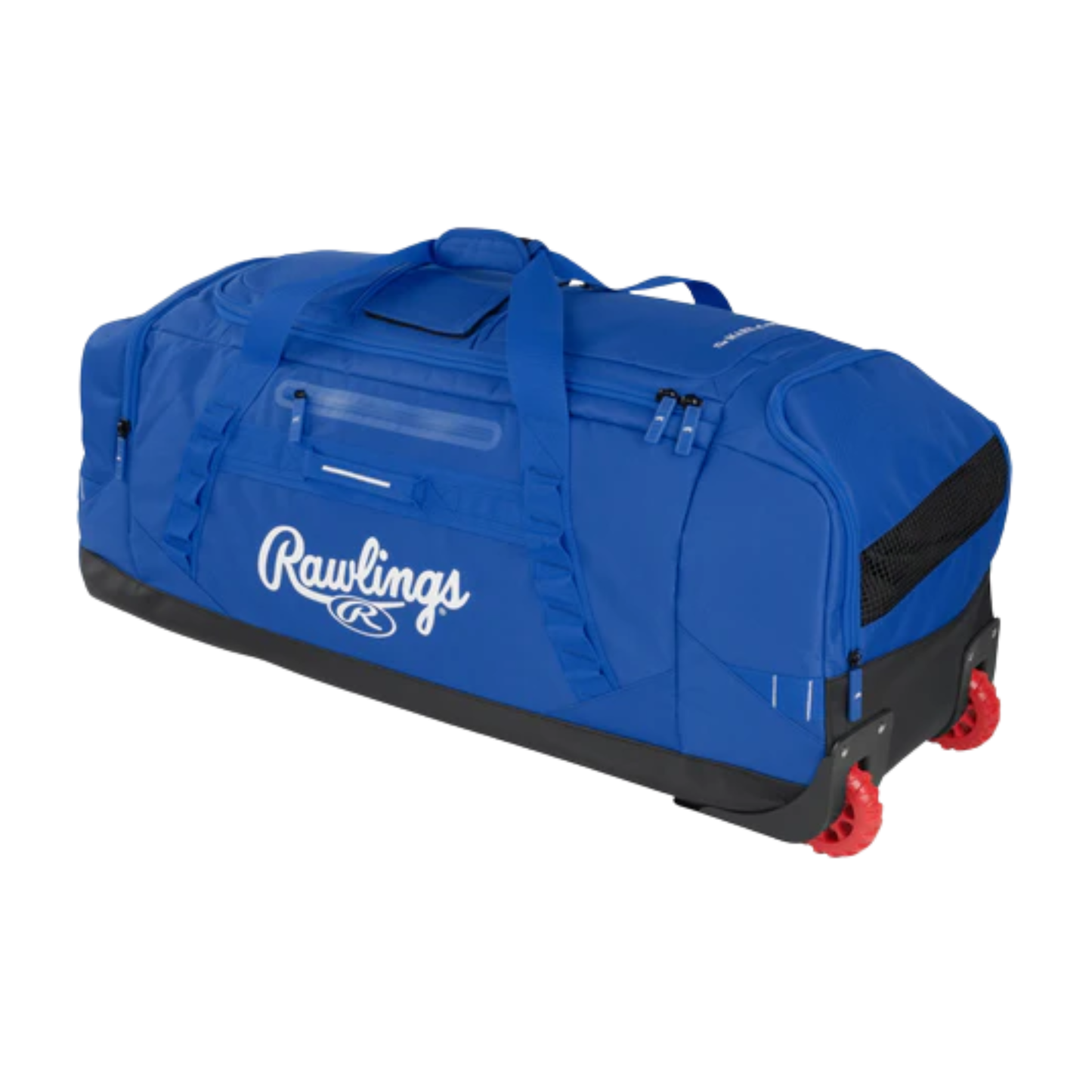 A photo of the Rawlings Yadi 2 Wheeled Catcher's Bag in colour blue.